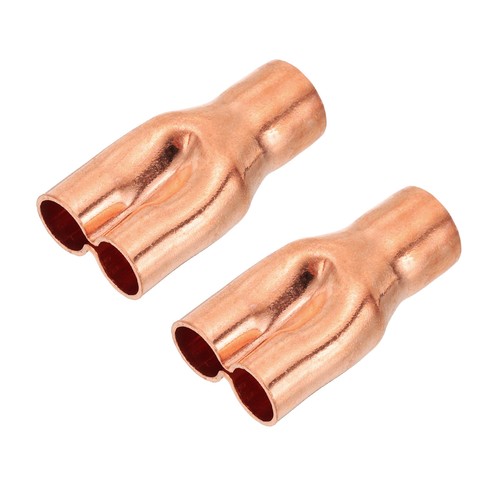 1/2" x 3/8" x 3/8" ID Y Type Copper Fitting 2Pcs Joint Union Intersection