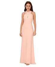 Adrianna Papell Women's Rosette Halter Crepe Gown Size 4 8 12 14 16 18