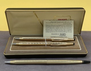 Cross Gold Filled Pen & Pencil Set in Box Vintage 1 Extra Cross GF Pen!