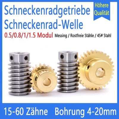 0.5/0.8/1/1.5 Modul 15-60 Zähne Schneckengetriebe Worm Zahnräder Schneckenrad