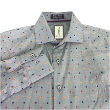 Robert Graham Stretch Single Needle Tailoring Shirt Men M 15.5 Slim Blue Woven
