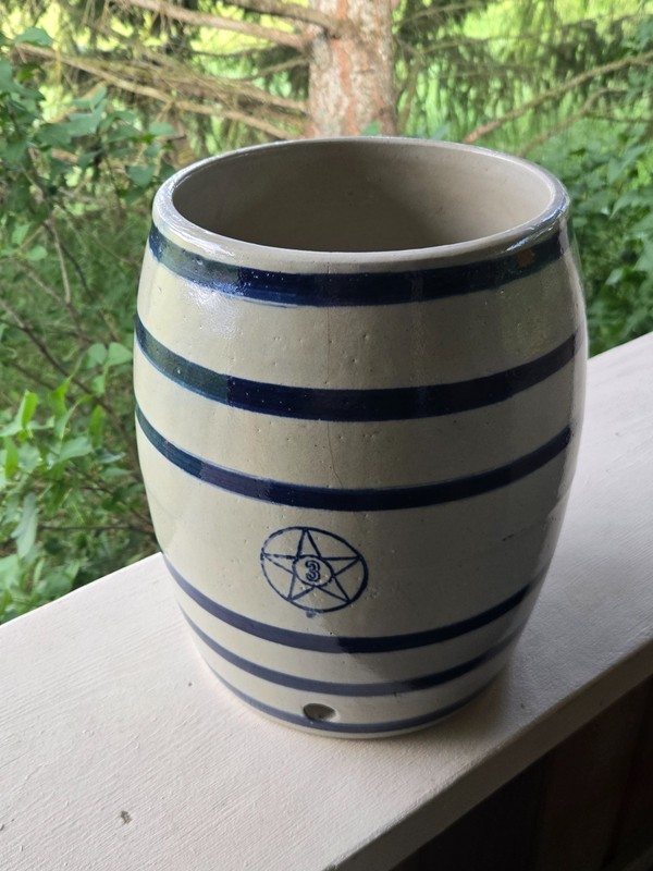 Antique Blue Star number 3 Gallon Stoneware Crock Water Cooler