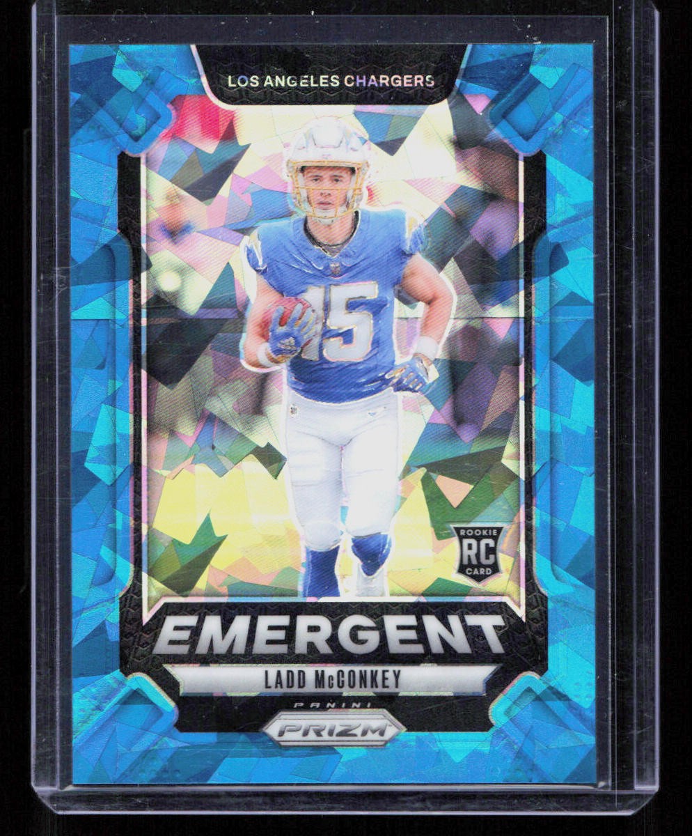 Ladd McConkey 2024 Panini Prizm #13 Emergent Blue Ice Rookie /99