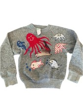 Vintage Discus Athletic Sweatshirt Kids Youth Sea Creature Appliqu  GOOGLY Eyes