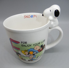 Snoopy Alphabet Coffee Cup Mug porcelain E for Enjoy your Life