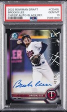 2022 BOWMAN DRAFT CHROME DP AUTOS BLACK REFRACTOR BROOKS LEE 49/75 PSA 10 AUTO