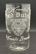 Antique Vintage Pre Pro Advertising Beer Glass Krantz Old Dutch Brewing Toledo O
