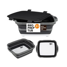 Collapsible Cutting Board 2.11 Gal/8L , BBQ Prep Tub with Locking Lid, Foldab...