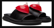 MOSCHINO Inflatable Heart Calfskin Slides size 37 Made in Italy
