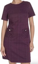 NWT Tommy Hilfiger Women's Short Sleeve Knit Shift Dress, 4, Aubergine, $119