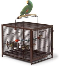 Stainless Steel Bird Cage W/ Perch Food Cups And Birdproof Door Lock