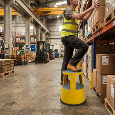 Yellow Steel Kick Step Stool Non-Slip Portable for Home Office Warehouse