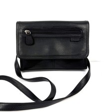 Fossil Crossbody Bag Black Leather Handbag Organizer Travel Classic City Chic