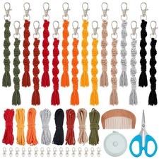 16 Sets Boho Spiral Keychain Making Kit Macrame Cord Keychains Craft Kits for