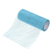 6" x 10 Yards Sheer Glitters Yarn Ribbon Nylon Wave Mesh Ribbon Light Blue 