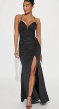glitter black prom dress