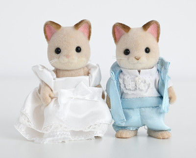 Sylvanian Dante Katze Hochzeitspaar Figuren - Braut & Bräutigam Keats Calico Critters