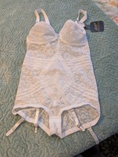 Body Shaper with Garters by Rago 36C. New with Tags White Lace Full Coverage