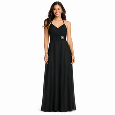 Mori Lee Formal Evening Gown Womens 10 Black Halter Maxi Dress Wedding Party