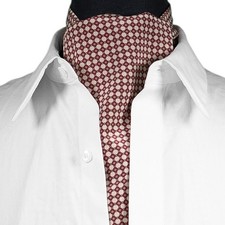 Mens Ascot Cravat Medallion Geometric Burgundy Cream Formal Wedding Necktie