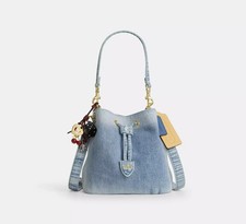 Zip Denim Exterior Bucket & Drawstring Bag Handbags & Bags for