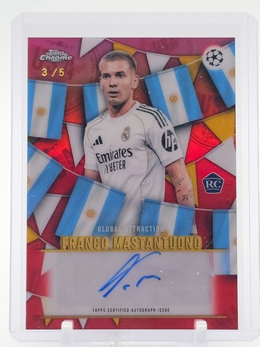 FRANCO MASTANTUONO 2025-26 TOPPS CHROME UEFA RED ROOKIE AUTO /5 #GA26-FM Q2215