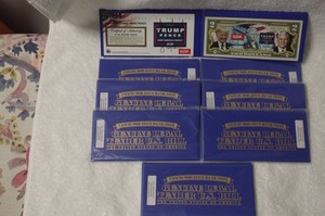 EIGHT (8) UNITED STATES TRUMP PENCE GENUINE U.S. $2 BILLS IN FOLDERS W COA MINT+