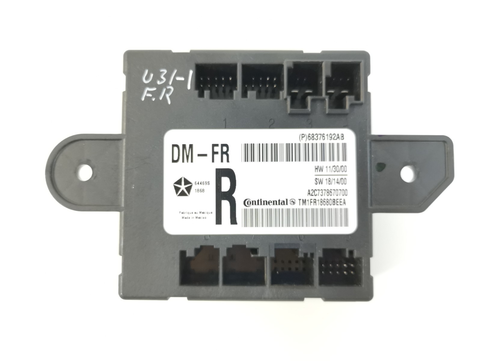 Maserati Ghibli 2019 M156E RWD 3.0 L Front Right Door Control Module 68376192AB