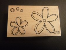 Double Daisy - Rubber Stamp - Wood Mounted - Used