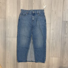 NWT Old Navy Women s 2 Mid-Rise Front Slit Maxi Skirt Drapey Denim 423125