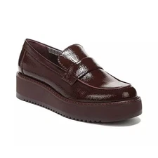 Harper Mahogany Patent Leather Franco Sarto Platform Loafers