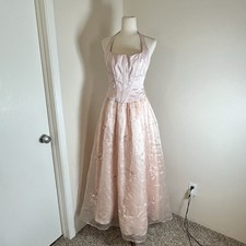 VTG Prom Dress Maxi Gown 13/14 Pink Fairy Princess Corset Coquette 90S Beaded