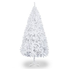 5 FT Artificial Christmas Tree, with 480 Branch Tips and Metal Stand, White