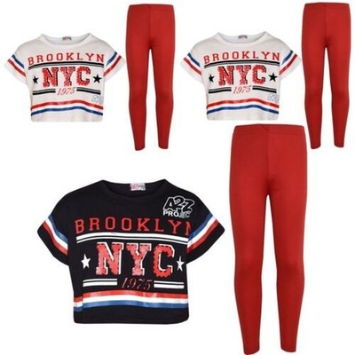 A2Z 4 Kids  Mädchen Set Brooklyn NYC 1975 Crop Top Leggings 5-13Y
