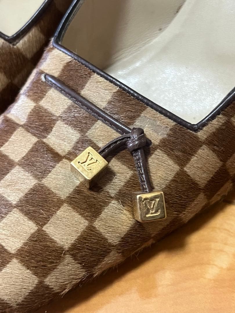 LOUIS VUITTON Pumps Heel Damier Harako Brown EU36.5/US6.5 120392c thumbnail 4