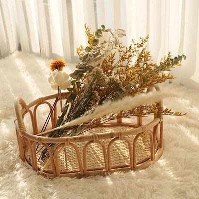 Panier de Panier En Rotin Panier Tissé pour Le Rangement pour Les Collations - Photo 1/4
