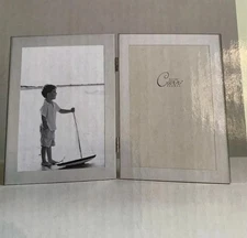 New Carr Burnes of Boston Metal Brushed Silver  Double  Picture Frame 5x7 Desk