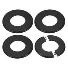 4Pcs Wall Split Flange Escutcheon Plate Buckle Pipe Cover 2.52"/64mm, Black
