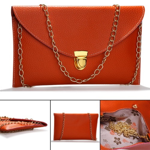 Ladies Envelope Clutch Chain Purse Handbag Tote Shoulder Hand Bag - Picture 3 of 13
