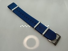 New Watchgecko Zuludiver 20mm Blue Nylon Brushed Seatbelt Watch Strap YD54