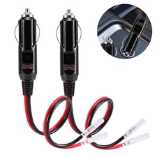 2 Pack 12V Fused LED Light Cigarette Lighter Male Plug Replacement with Leads
