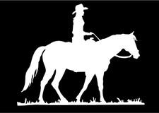 Cowgirl on Horse Decal Silhouette car truck trailer window vinyl sticker