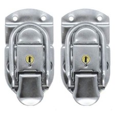 2 Pack of Small Lockable Briefcase Style 2 Piece Latch Nickel Finish with Keys