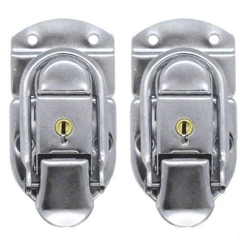 2 Pack of Small Lockable Briefcase Style 2 Piece Latch Nickel Finish with Keys