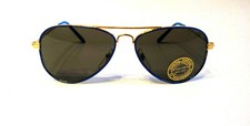 Vintage 90's Kids Aviator Metal Sport Sunlgasses Gold/Blue 