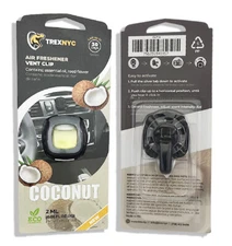 TrexNYC Car Air Fresheners Vent Clips, Car Odor Eliminator, Coconut, 0.07 FL.OZ