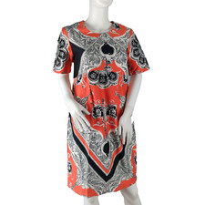 ASOS Womens Maternity Dress Size 4 Orange Black White Print Short Sleeve