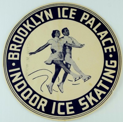 1930's-50's Brooklyn Ice Palace, Indoor Ice Skating Label Vintage B3