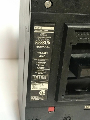 Gould FJ63B175 175a 600 VAC 3 Pole Circuit Breaker New old Stock - Picture 3 of 5