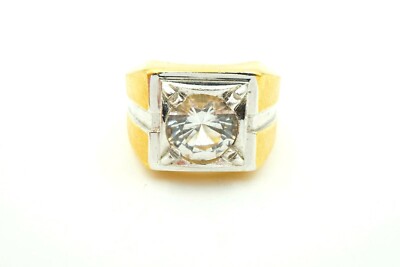Vintage ESPO 14kt GE Gold Electroplated CZ Solitaire Mens Ring